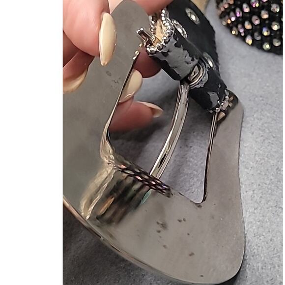 Vintage Nocona Studded Rhinestone Leather Belt Women’s M 34–36" Bling Y2K - Picture 11 of 11